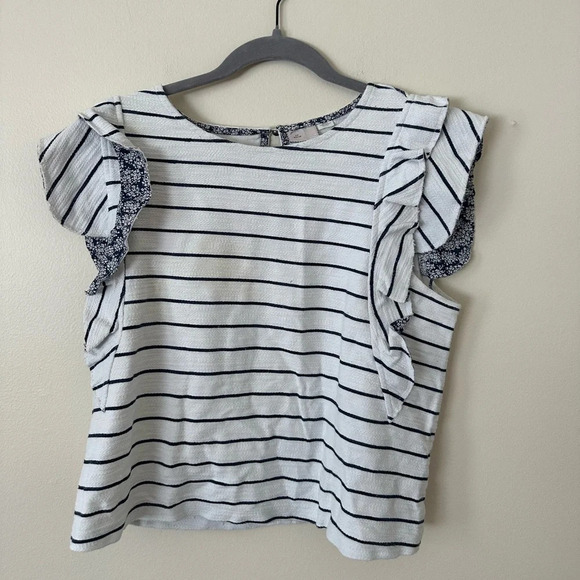 Tops - Medium Navy and White Striped Medium Shirt